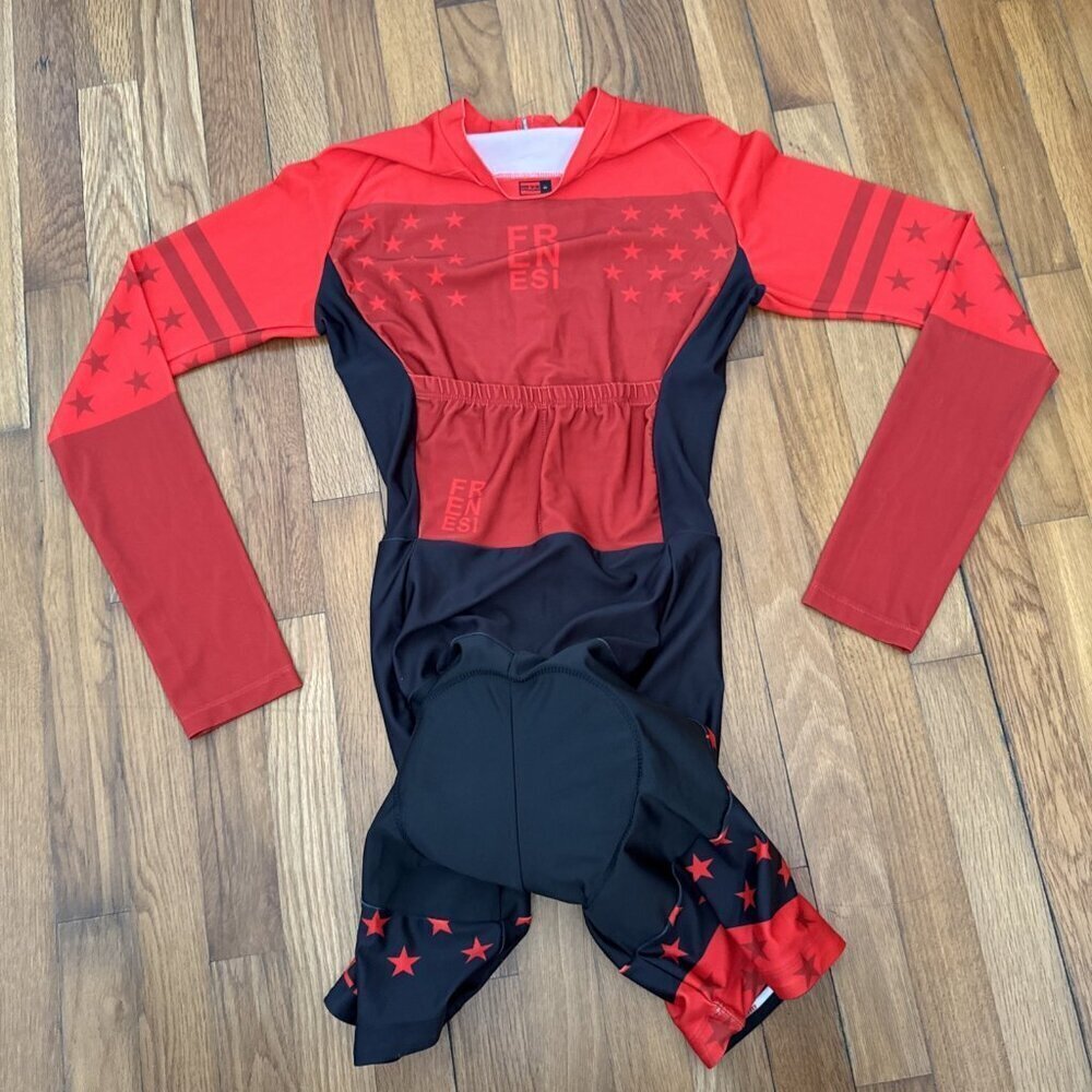 Frenesi Sports Women's Outdoor Cycling Bodysuit Red /Black Stars Size M - Picture 6 of 6